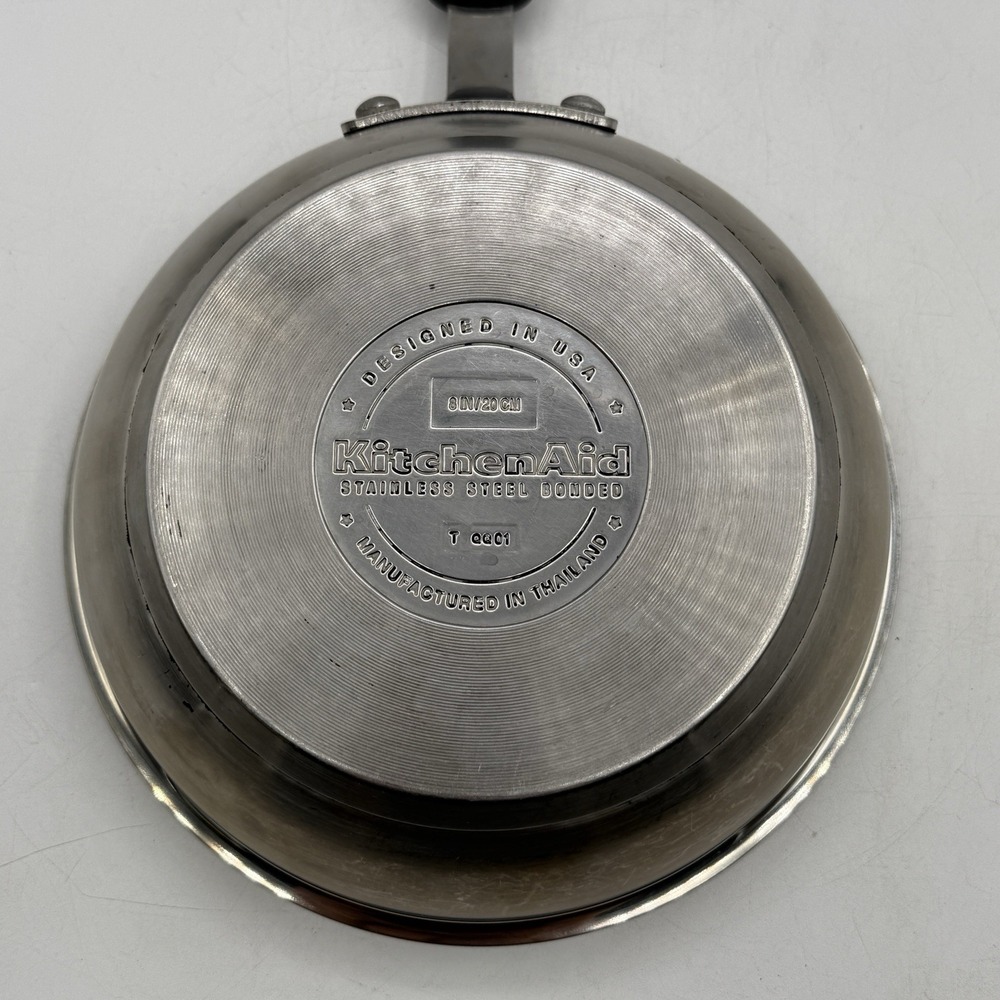 Kitchen Aid 8" Saute Fry Pan TQQ01 Stainless Steel Bonded Made In The USA NO LID - Picture 10 of 10
